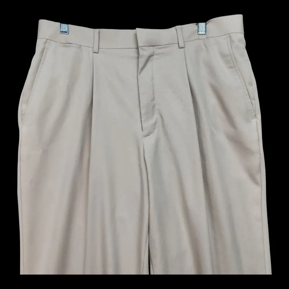 Walter Hagen Men 34x28 Beige Khaki Flat Front Cuffed Dress Pants Trousers Career - Picture 4 of 15